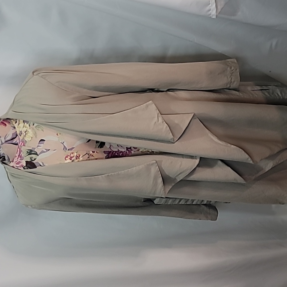 CAROLINA BELLE Waterfall Front Open Side Slit Trench 100% TENCEL Coat Lightweigh
